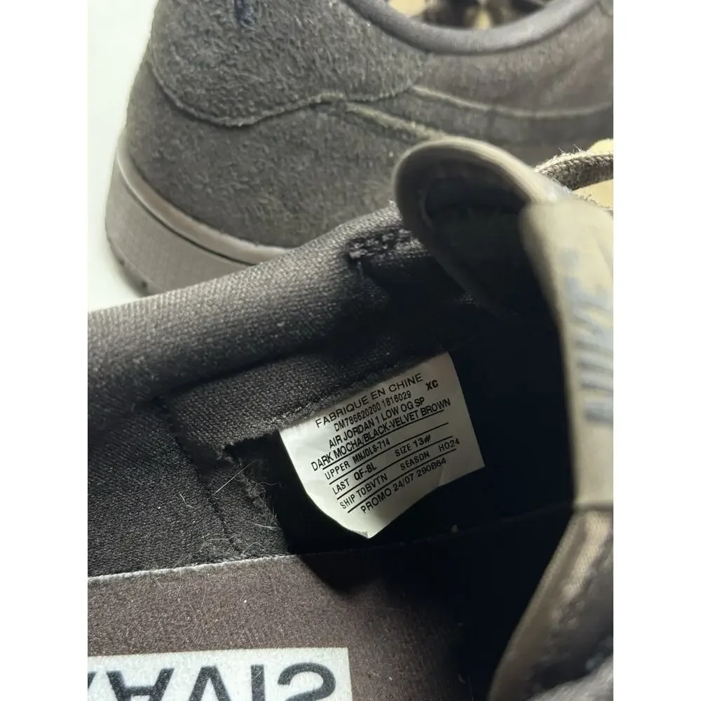 RARE PROMO SAMPLE Travis Scott X Jordan 1 Low Velvet Brown Size 13